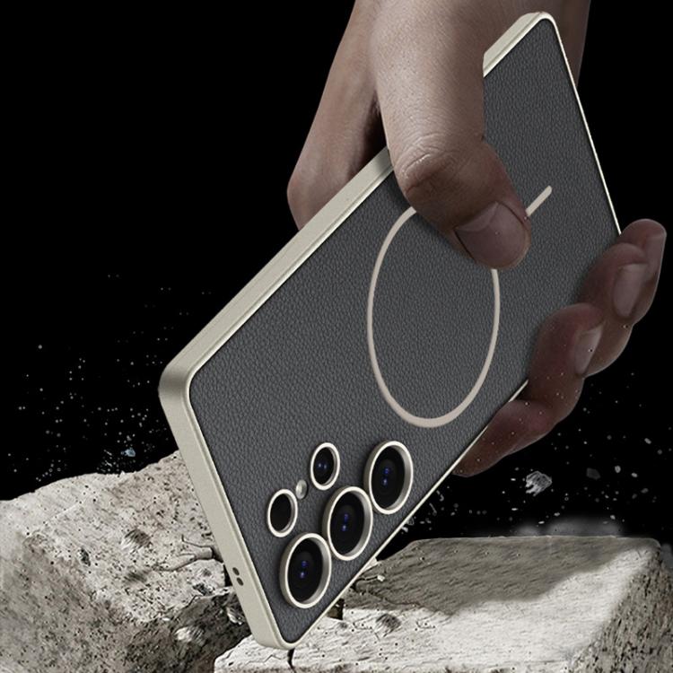 For Samsung Galaxy S25 Ultra 5G GKK Metal Paint Leather MagSafe Phone Case