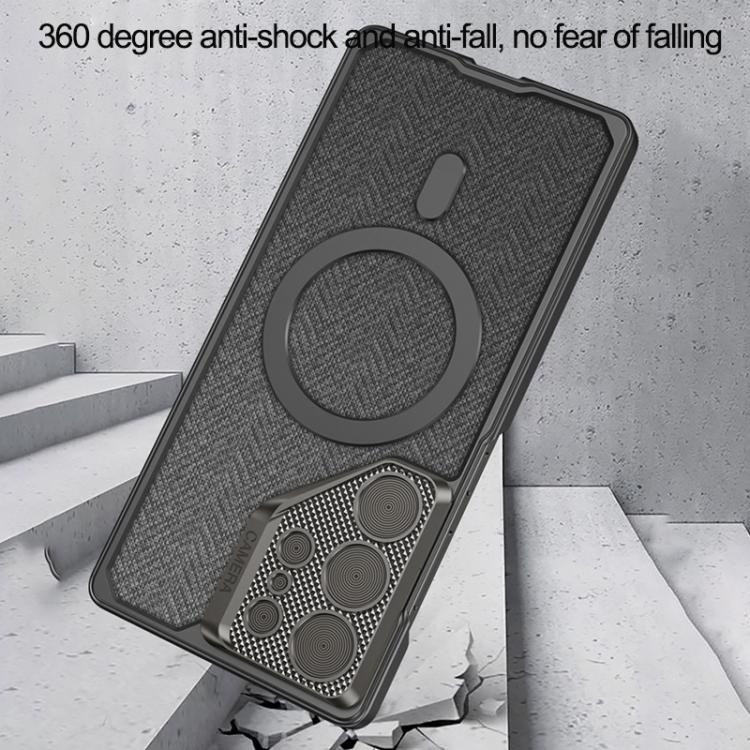For Samsung Galaxy S25 Ultra 5G GKK Metal Paint Leather Nylon Fabric Lens Holder MagSafe Phone Case
