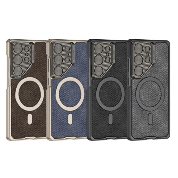 For Samsung Galaxy S25 Ultra 5G GKK Metal Paint Leather Nylon Fabric Lens Holder MagSafe Phone Case