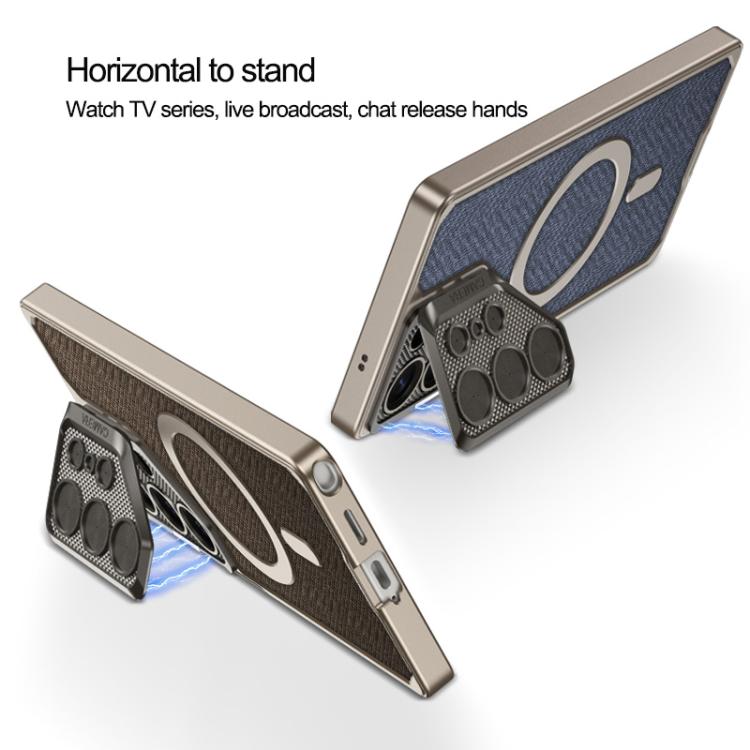 For Samsung Galaxy S25 Ultra 5G GKK Metal Paint Leather Nylon Fabric Lens Holder MagSafe Phone Case