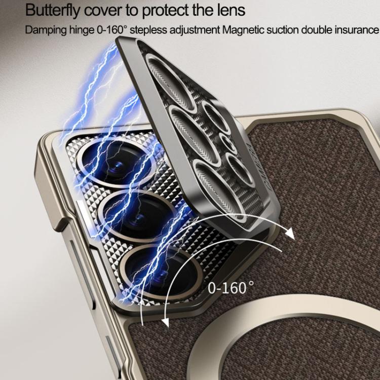 For Samsung Galaxy S25 Ultra 5G GKK Metal Paint Leather Nylon Fabric Lens Holder MagSafe Phone Case
