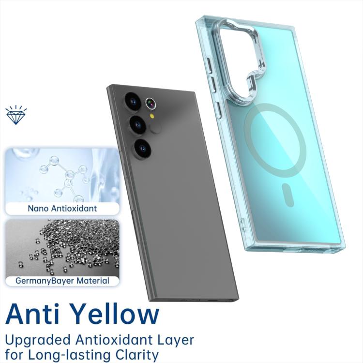 For Samsung Galaxy S24 Ultra 5G Plating Gradient Discolor MagSafe Phone Case with Holder