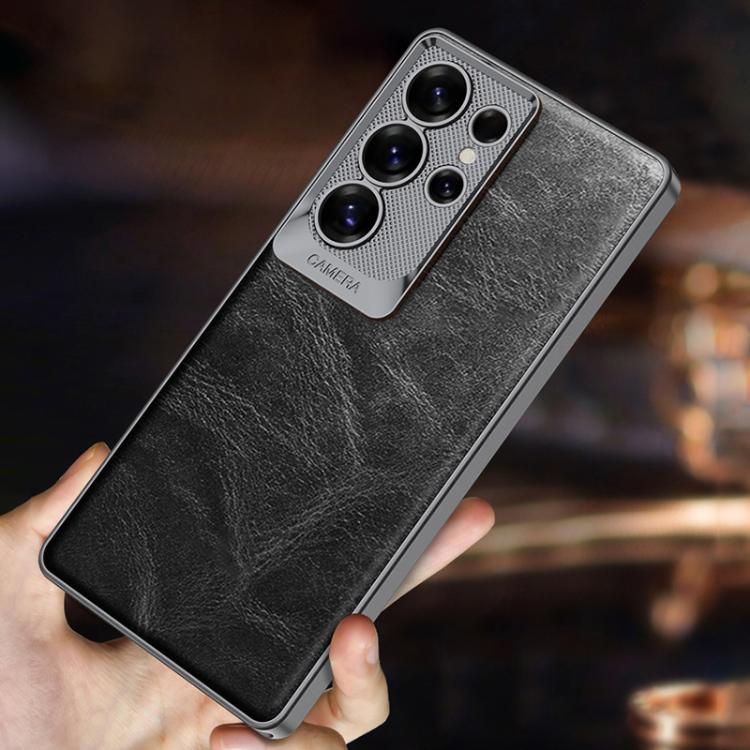 For Samsung Galaxy S25 Ultra 5G GKK Oil Wax Leather Scale Lens Phone Case