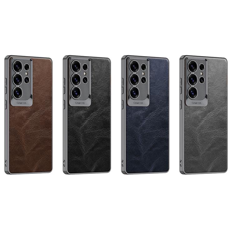 For Samsung Galaxy S25 Ultra 5G GKK Oil Wax Leather Scale Lens Phone Case