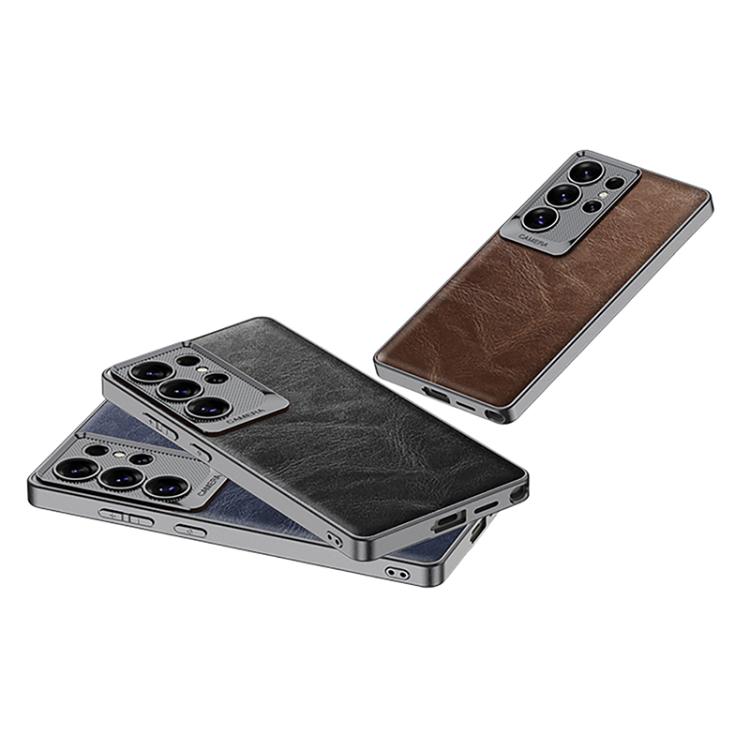 For Samsung Galaxy S25 Ultra 5G GKK Oil Wax Leather Scale Lens Phone Case