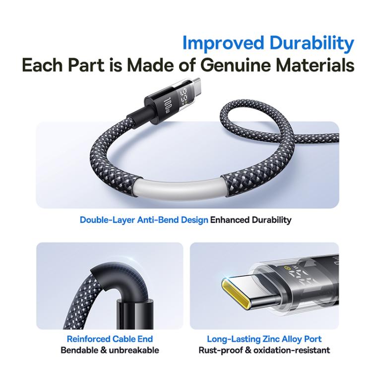 Baseus Display 100W Type-C to Type-C Fast Charging Cable, Length:2m