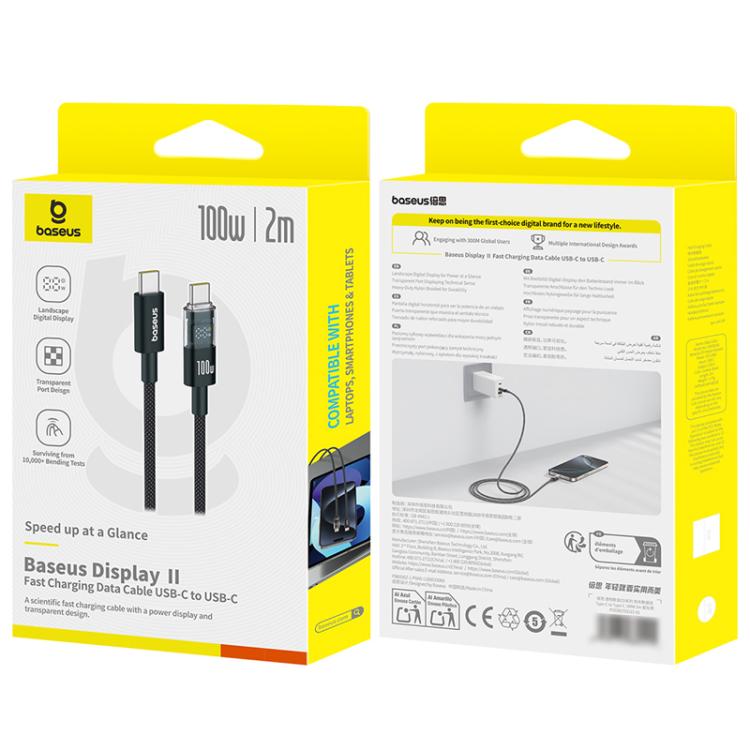 Baseus Display 100W Type-C to Type-C Fast Charging Cable, Length:2m