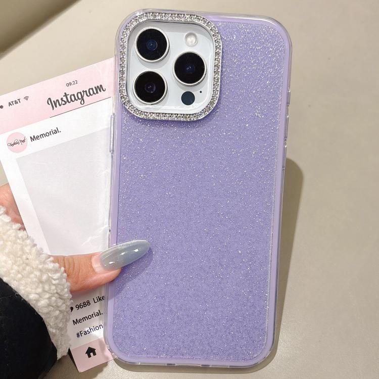 For iPhone 16 Pro Max Rhinestone-Embedded Camera Frame Glitter Full Coverage Phone Case