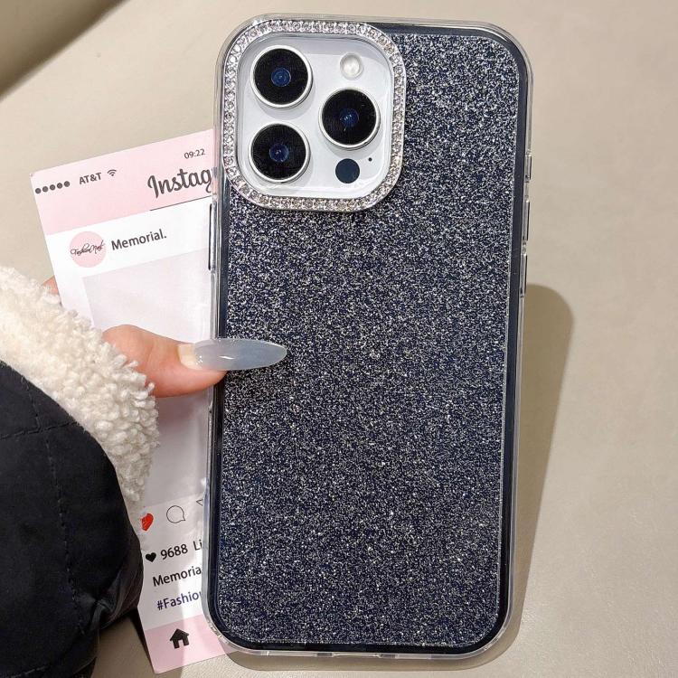 For iPhone 16 Pro Max Rhinestone-Embedded Camera Frame Glitter Full Coverage Phone Case