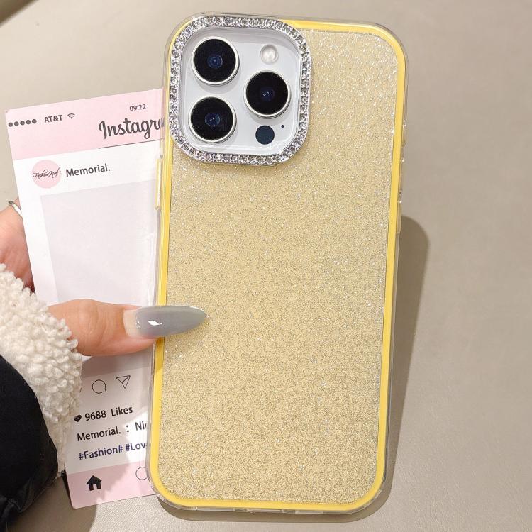 For iPhone 16 Pro Rhinestone-Embedded Camera Frame Glitter Full Coverage Phone Case