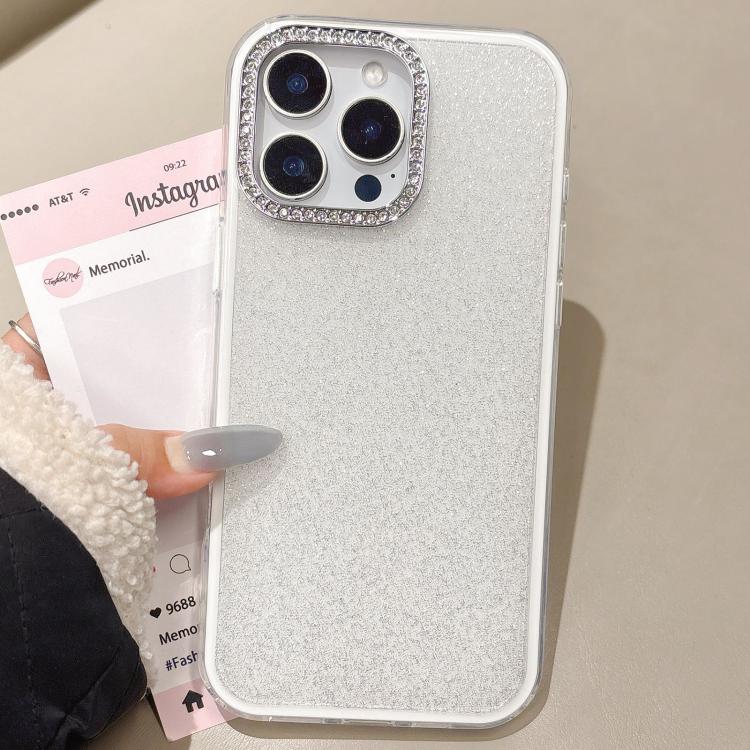 For iPhone 16 Pro Rhinestone-Embedded Camera Frame Glitter Full Coverage Phone Case