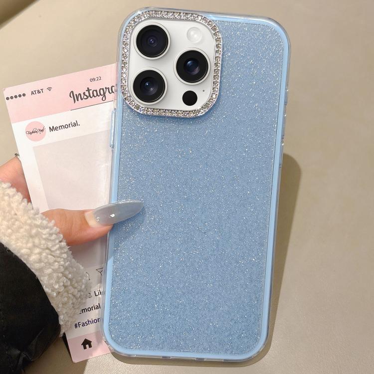 For iPhone 15 Pro Rhinestone-Embedded Camera Frame Glitter Full Coverage Phone Case