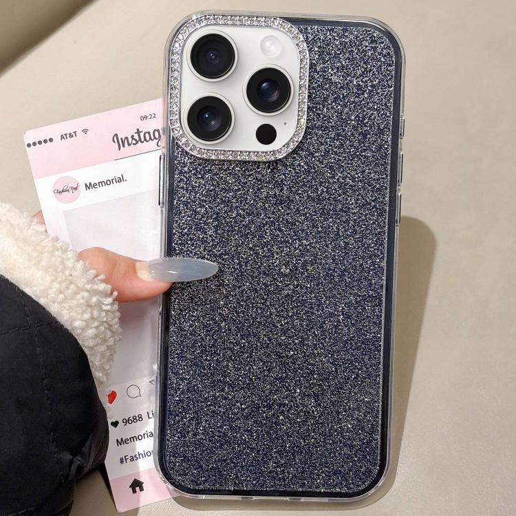 For iPhone 15 Pro Rhinestone-Embedded Camera Frame Glitter Full Coverage Phone Case