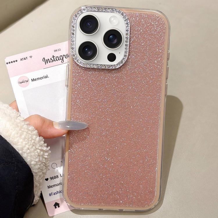For iPhone 15 Pro Rhinestone-Embedded Camera Frame Glitter Full Coverage Phone Case