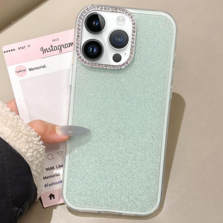 For iPhone 14 Pro Rhinestone-Embedded Camera Frame Glitter Full Coverage Phone Case