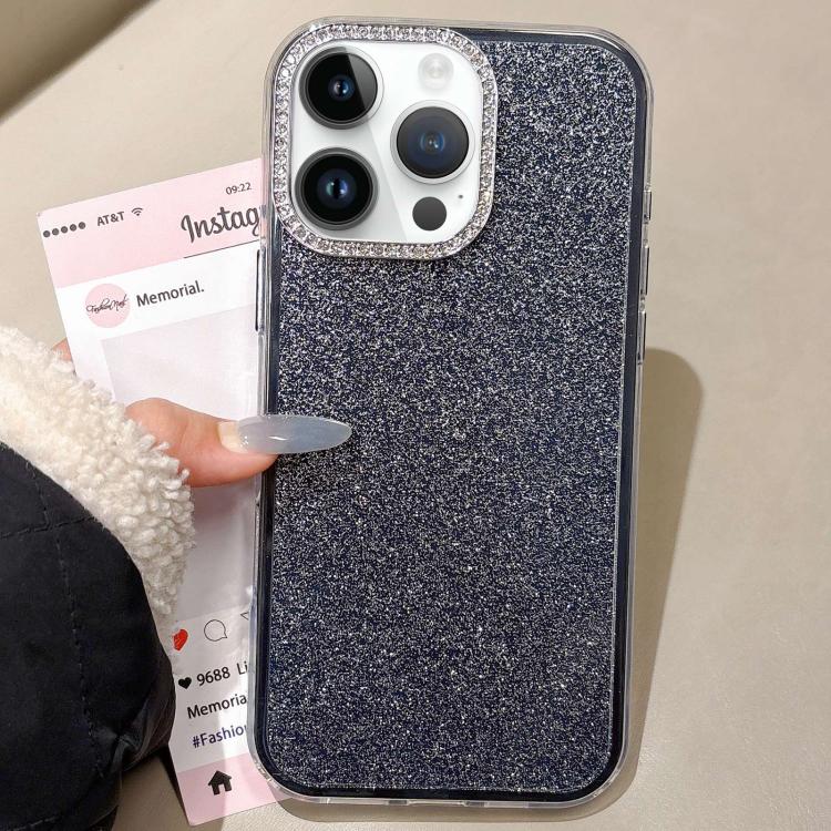 For iPhone 14 Pro Rhinestone-Embedded Camera Frame Glitter Full Coverage Phone Case