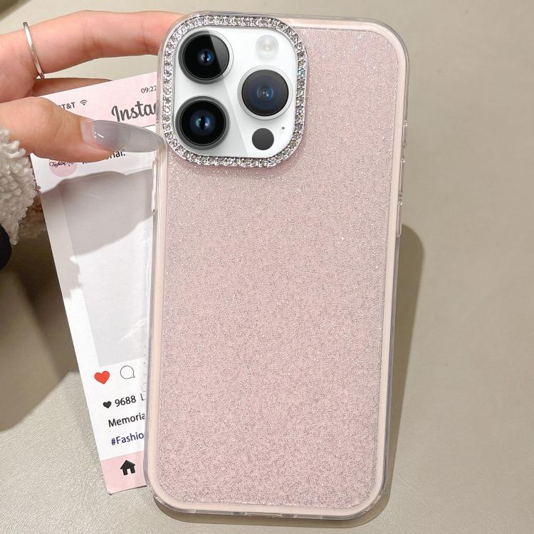 For iPhone 14 Pro Max Rhinestone-Embedded Camera Frame Glitter Full Coverage Phone Case