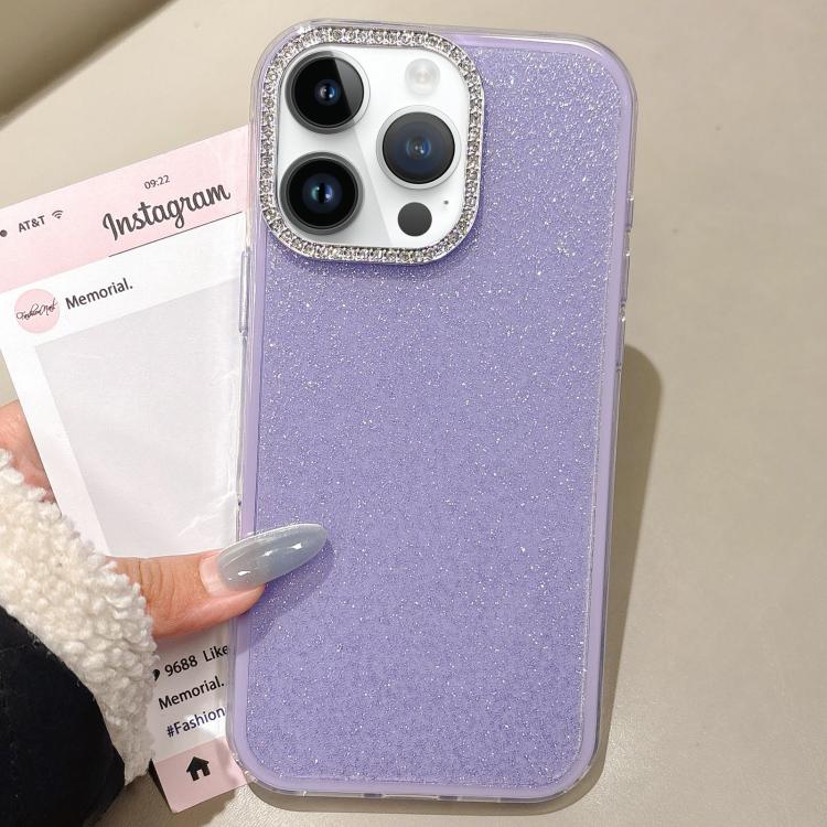 For iPhone 13 Pro Max Rhinestone-Embedded Camera Frame Glitter Full Coverage Phone Case