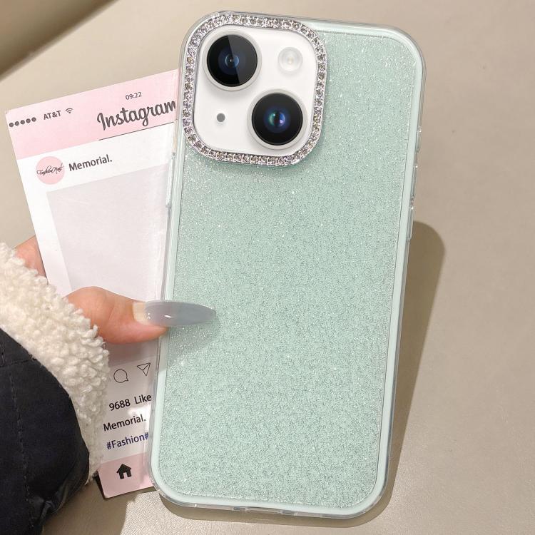 For iPhone 13 Rhinestone-Embedded Camera Frame Glitter Full Coverage Phone Case