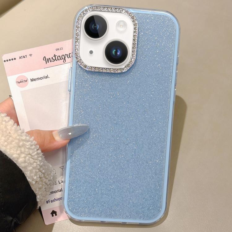 For iPhone 13 Rhinestone-Embedded Camera Frame Glitter Full Coverage Phone Case