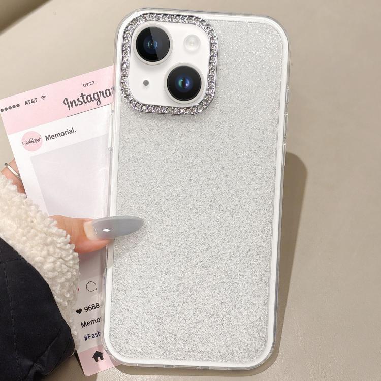 For iPhone 13 Rhinestone-Embedded Camera Frame Glitter Full Coverage Phone Case