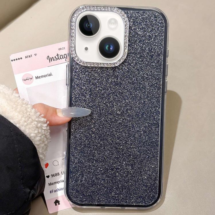 For iPhone 13 Rhinestone-Embedded Camera Frame Glitter Full Coverage Phone Case