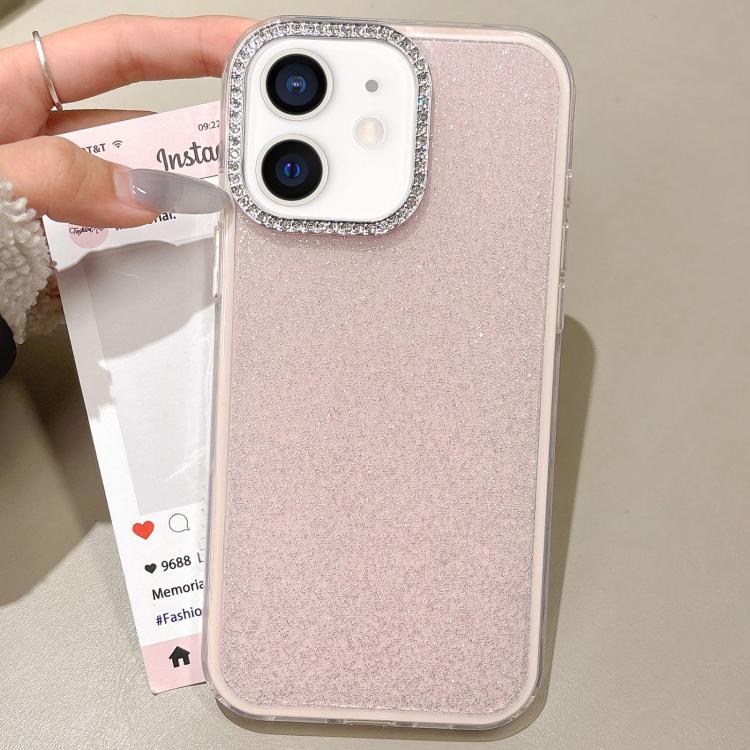 For iPhone 12 Rhinestone-Embedded Camera Frame Glitter Full Coverage Phone Case