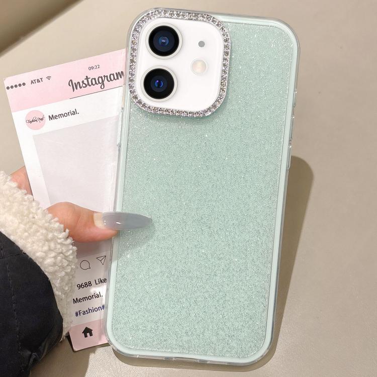 For iPhone 12 Rhinestone-Embedded Camera Frame Glitter Full Coverage Phone Case