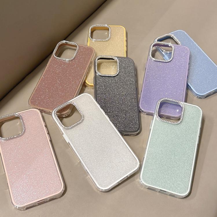 For iPhone 14 Pro Rhinestone-Embedded Camera Frame Glitter Full Coverage Phone Case