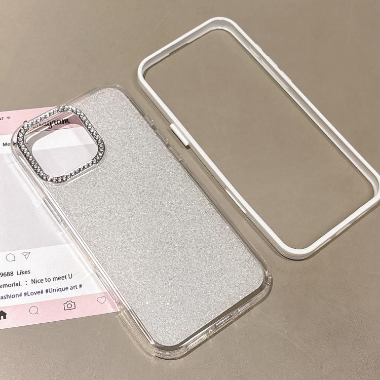 For iPhone 16 Pro Max Rhinestone-Embedded Camera Frame Glitter Full Coverage Phone Case