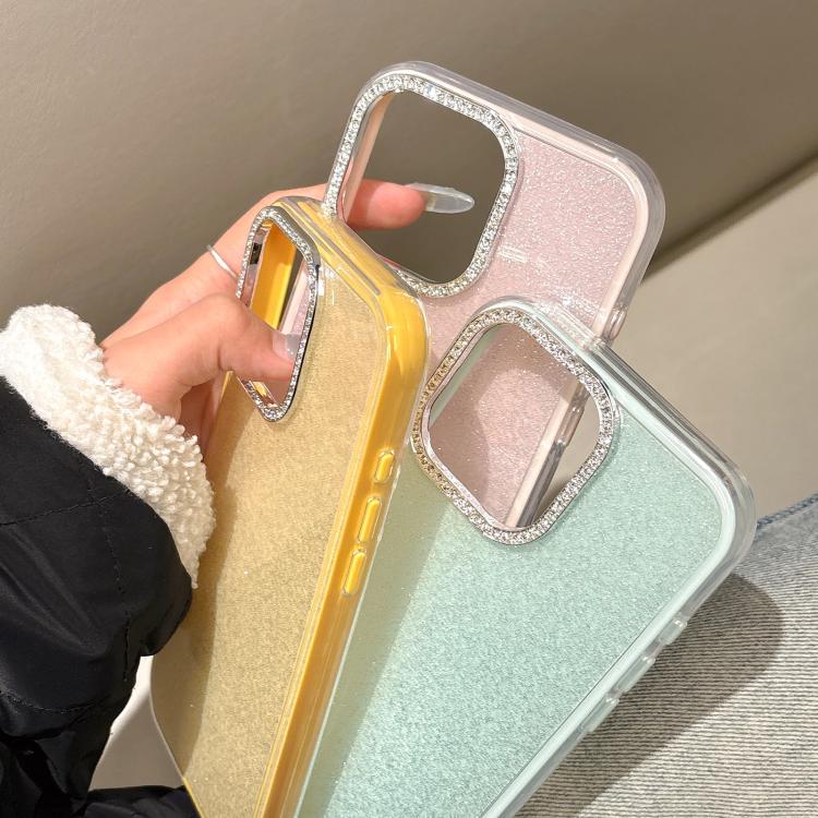 For iPhone 16 Pro Max Rhinestone-Embedded Camera Frame Glitter Full Coverage Phone Case