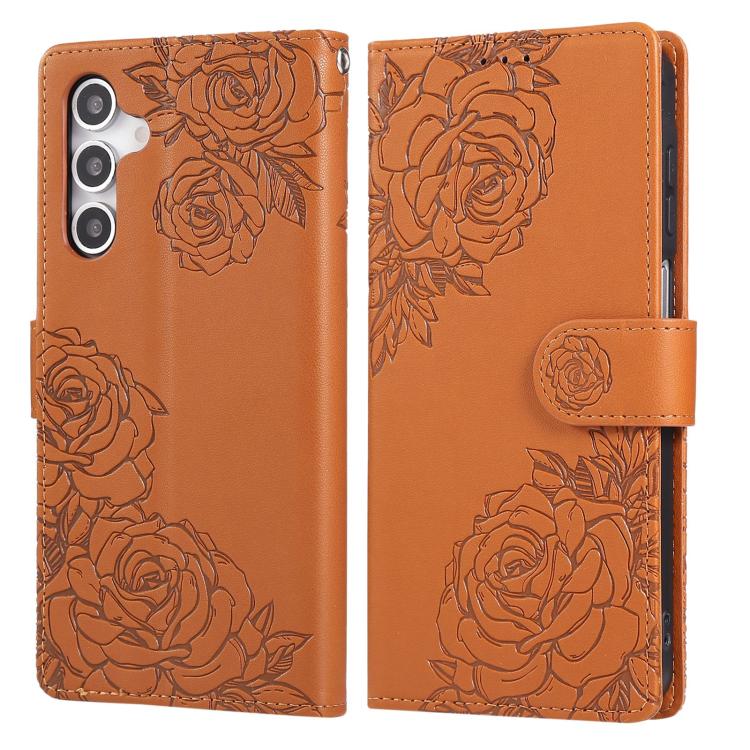 For Samsung Galaxy A16 5G Rose Flower Embossed 3-Card Slots Leather Phone Case