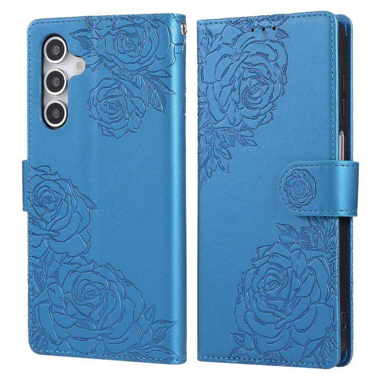 For Samsung Galaxy A16 5G Rose Flower Embossed 3-Card Slots Leather Phone Case