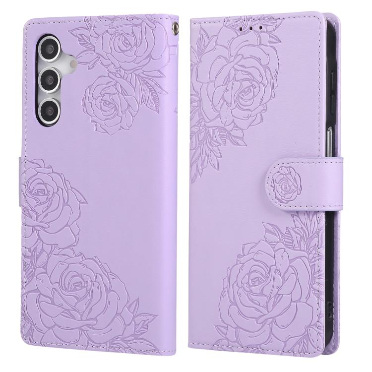 For Samsung Galaxy A16 5G Rose Flower Embossed 3-Card Slots Leather Phone Case