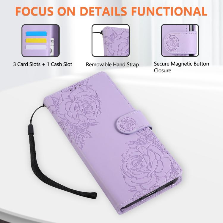For Samsung Galaxy A16 5G Rose Flower Embossed 3-Card Slots Leather Phone Case