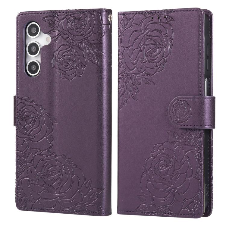 For Samsung Galaxy A16 5G Rose Flower Embossed 3-Card Slots Leather Phone Case