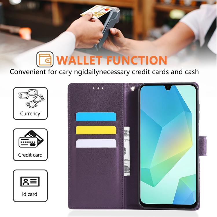 For Samsung Galaxy A16 5G Rose Flower Embossed 3-Card Slots Leather Phone Case