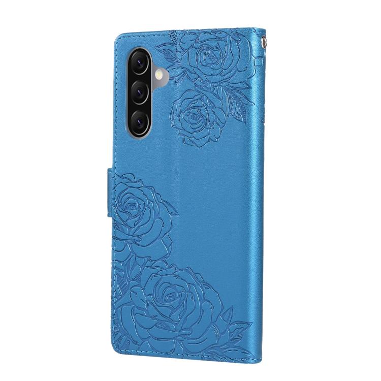 For Samsung Galaxy A26 5G Rose Flower Embossed 3-Card Slots Leather Phone Case