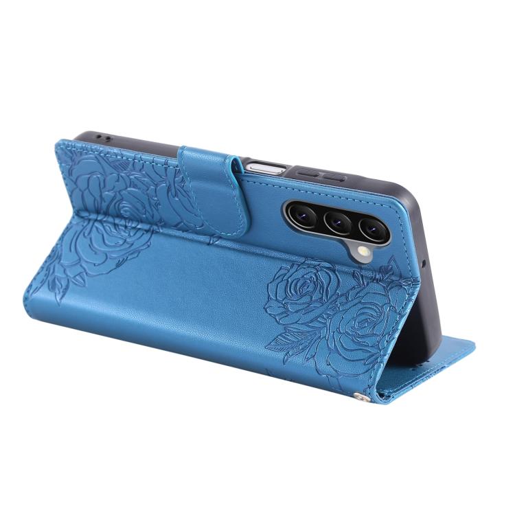 For Samsung Galaxy A26 5G Rose Flower Embossed 3-Card Slots Leather Phone Case