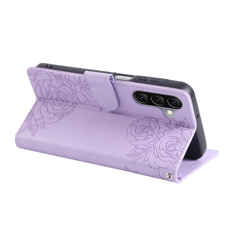 For Samsung Galaxy A26 5G Rose Flower Embossed 3-Card Slots Leather Phone Case
