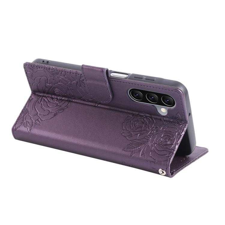 For Samsung Galaxy A26 5G Rose Flower Embossed 3-Card Slots Leather Phone Case