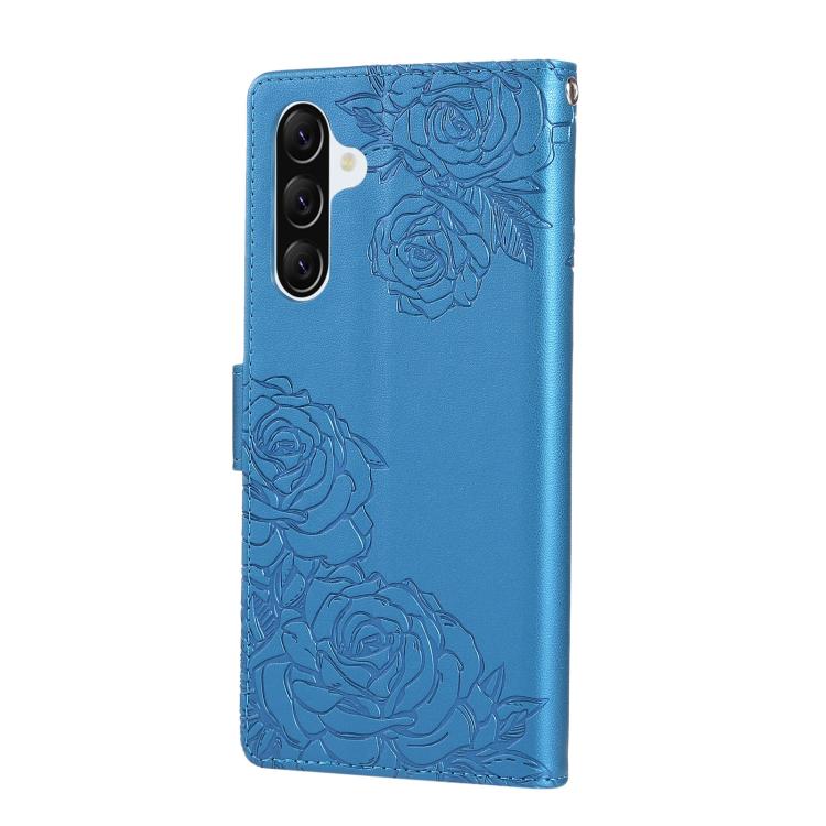 For Samsung Galaxy A37 5G / A36 5G Rose Flower Embossed 3-Card Slots Leather Phone Case