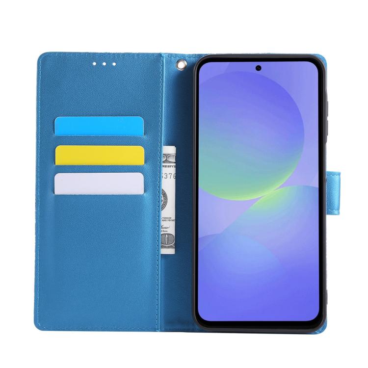 For Samsung Galaxy A37 5G / A36 5G Rose Flower Embossed 3-Card Slots Leather Phone Case