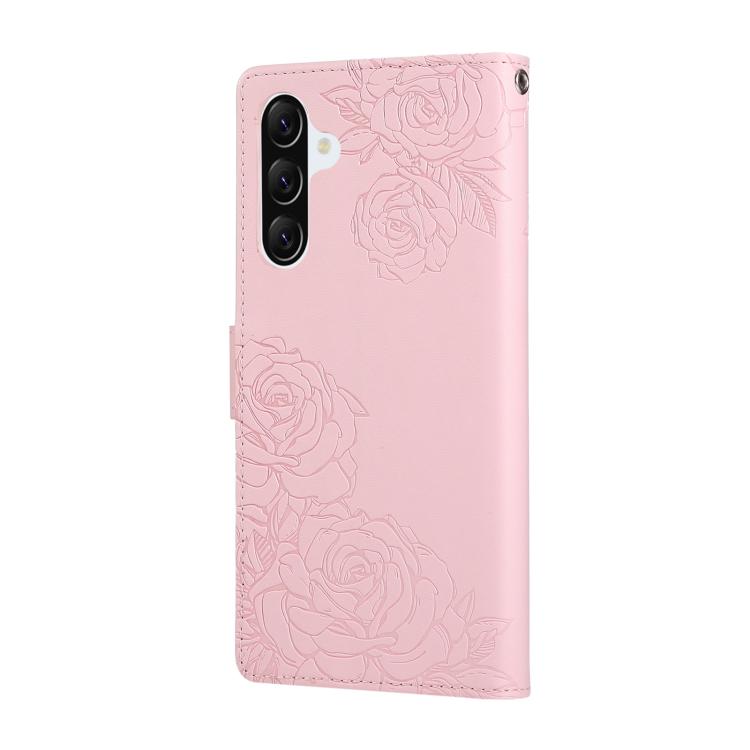 For Samsung Galaxy A37 5G / A36 5G Rose Flower Embossed 3-Card Slots Leather Phone Case