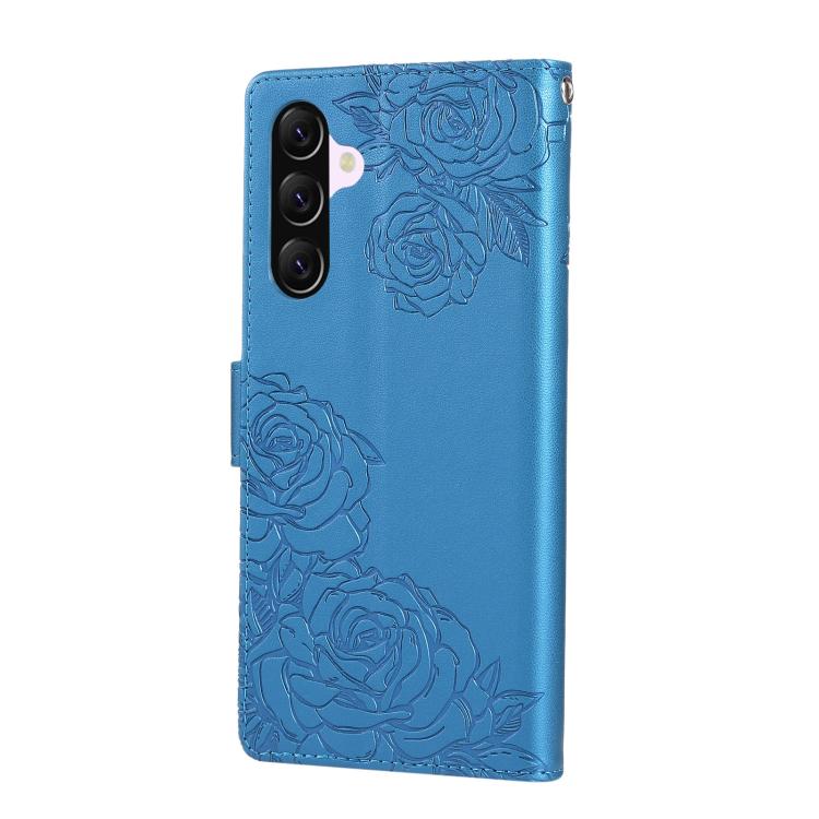For Samsung Galaxy A56 5G Rose Flower Embossed 3-Card Slots Leather Phone Case