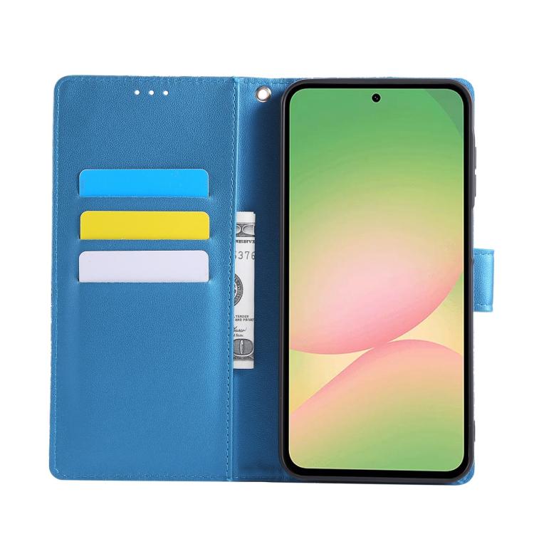 For Samsung Galaxy A56 5G Rose Flower Embossed 3-Card Slots Leather Phone Case