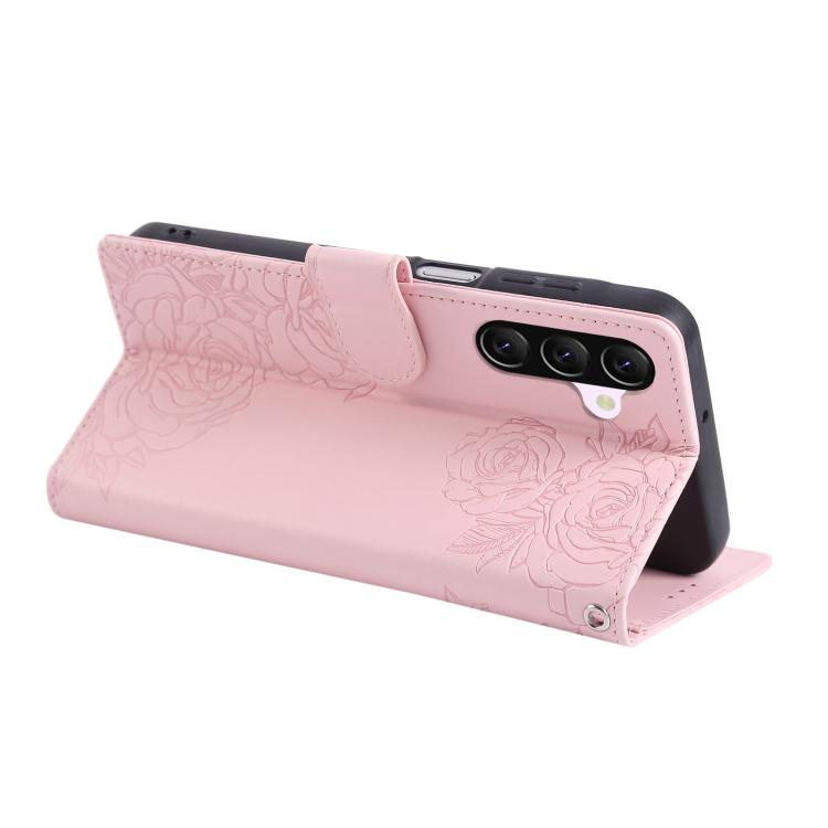 For Samsung Galaxy A56 5G Rose Flower Embossed 3-Card Slots Leather Phone Case