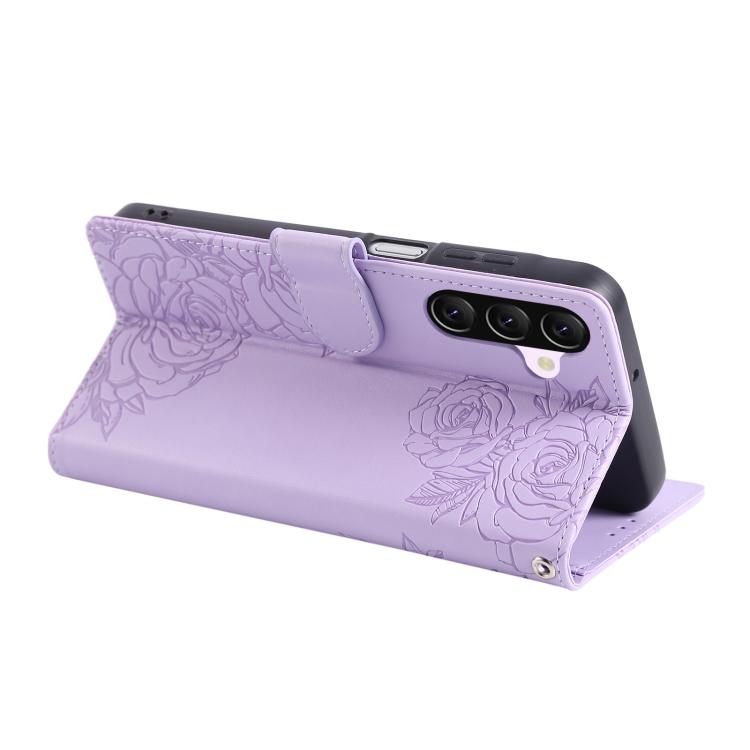 For Samsung Galaxy A56 5G Rose Flower Embossed 3-Card Slots Leather Phone Case