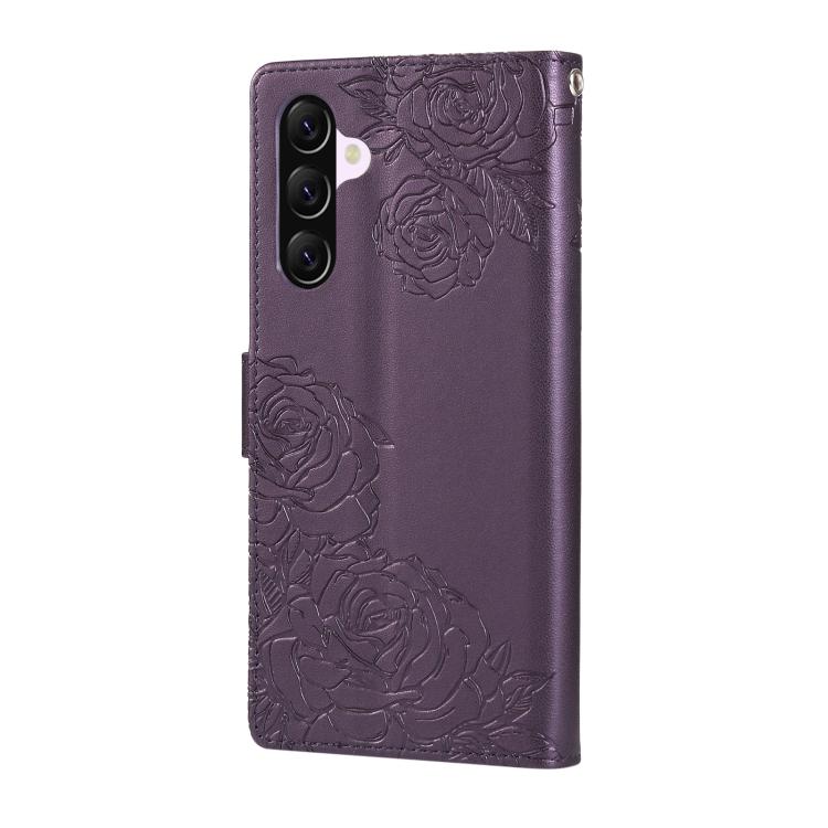 For Samsung Galaxy A56 5G Rose Flower Embossed 3-Card Slots Leather Phone Case
