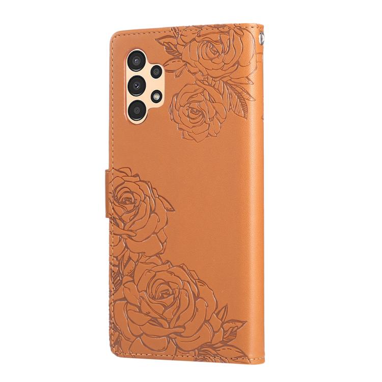 For Samsung Galaxy A13 4G / 5G Rose Flower Embossed 3-Card Slots Leather Phone Case